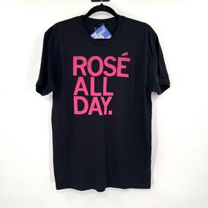 RAYGUN Rose All Day Tshirt Black Pink NWT Iowa Large L 100% Cotton Graphic Tee